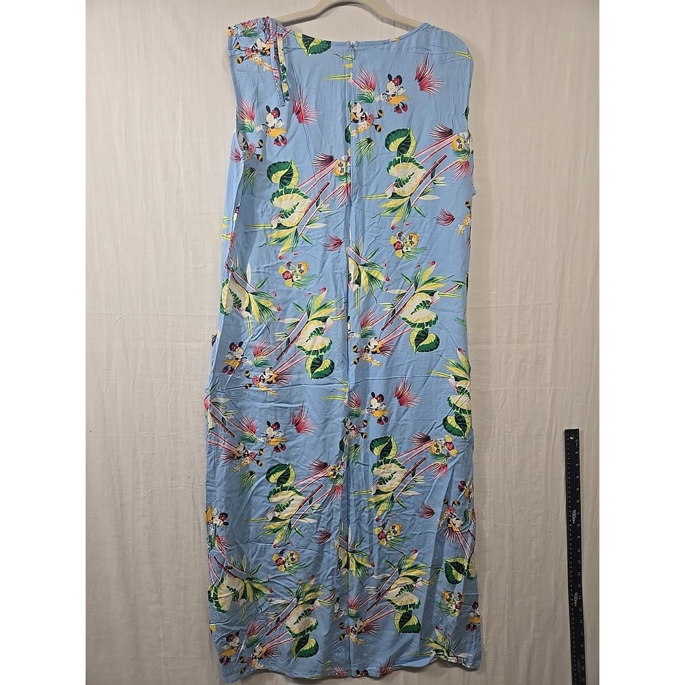 Disney Store Vintage Mickey & Minnie Hawaiian Blue Maxi Dress Women's Size L - Picture 6 of 9